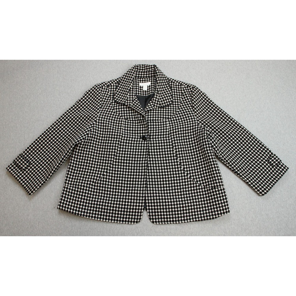 Charter Club Blazer Womens 14 Polka Dot Cotton Blend One-Button Single Breasted